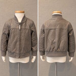 OshKosh Genuine Kids Gray Girls Faux Leather Motor Bomber Jacket 4T